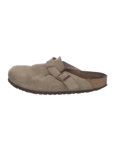 Pre-owned Birkenstock Suede Mules In Gray