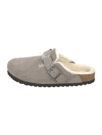 Pre-owned Birkenstock Suede Mules In Gray