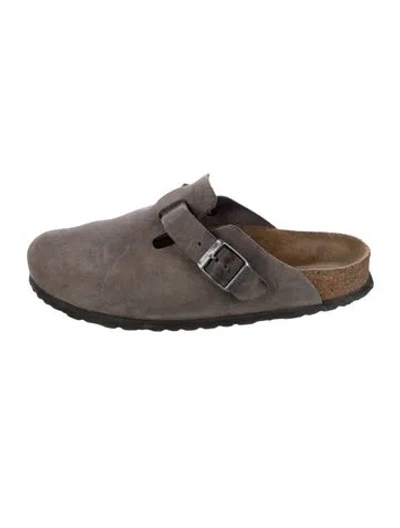 Pre-owned Birkenstock Suede Mules In Gray