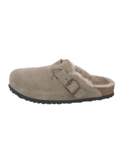 Pre-owned Birkenstock Suede Mules In Gray