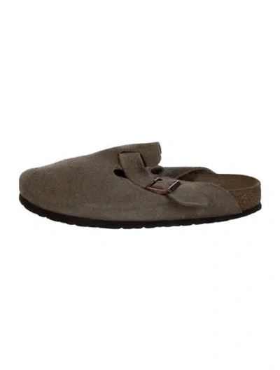 Pre-owned Birkenstock Suede Mules In Green
