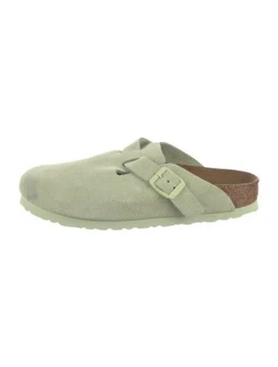 Pre-owned Birkenstock Suede Mules In Green
