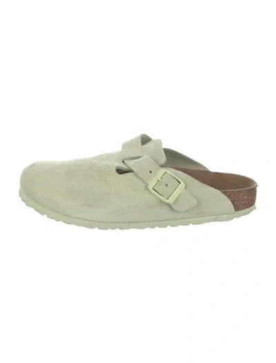 Pre-owned Birkenstock Suede Mules In Green