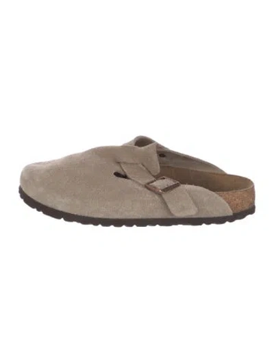 Pre-owned Birkenstock Suede Mules In Neutral