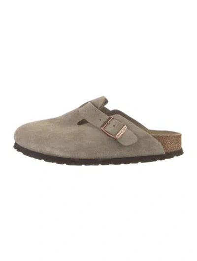 Pre-owned Birkenstock Suede Mules In Neutral