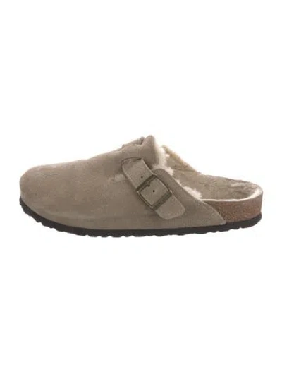 Pre-owned Birkenstock Suede Mules In Neutral