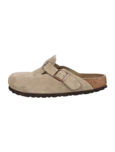 Pre-owned Birkenstock Suede Mules In Neutral