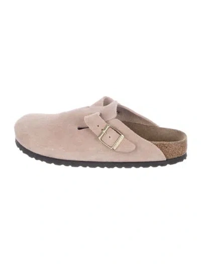 Pre-owned Birkenstock Suede Mules In Neutral