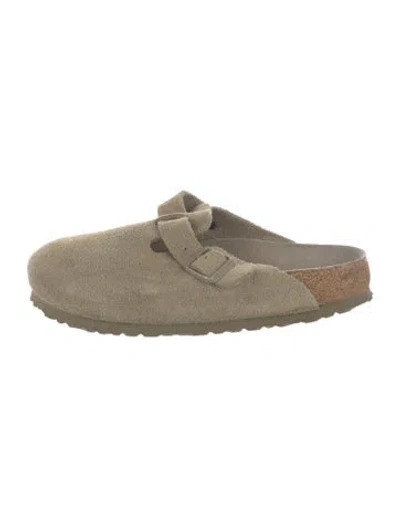 Pre-owned Birkenstock Suede Mules In Neutrals