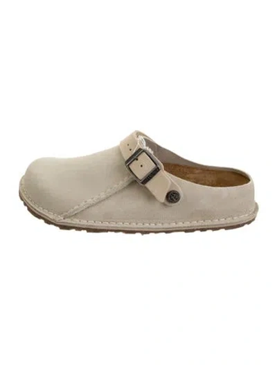 Pre-owned Birkenstock Suede Mules In Neutrals