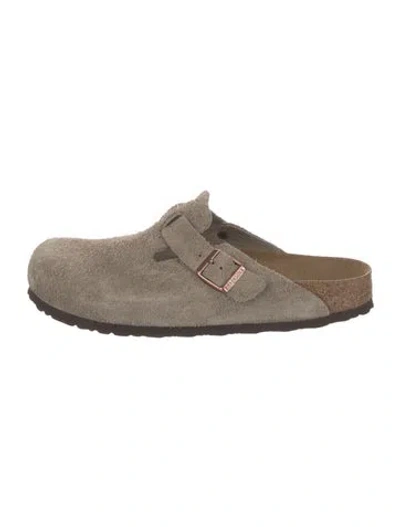 Pre-owned Birkenstock Suede Mules W/ Tags In Gray