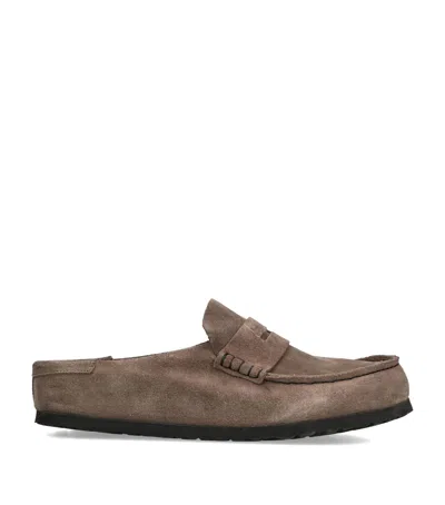 Birkenstock Suede Naples Wrapped Clogs In Brown