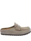 Birkenstock Suede Penny Flat Mules In Gray