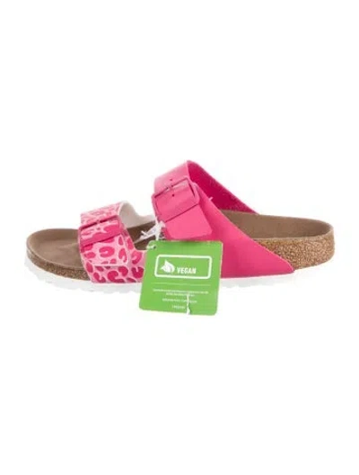 Pre-owned Birkenstock Suede Printed Slides In Pink