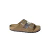 Birkenstock Suede Sandals With Adjustable Straps And Cork Footbed In Brown