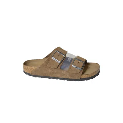 Birkenstock Suede Sandals With Adjustable Straps And Cork Footbed In Brown