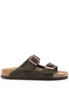 Birkenstock Suede Sandals With Buckle Detail Arizona In Brown