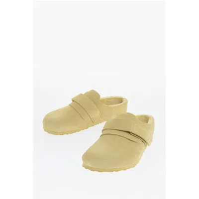 Birkenstock Suede Sandals With Real Fur Inner In Yellow