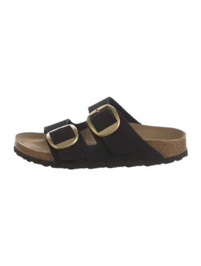 Pre-owned Birkenstock Suede Slides In Black