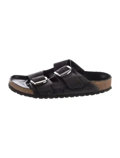 Pre-owned Birkenstock Suede Slides In Black
