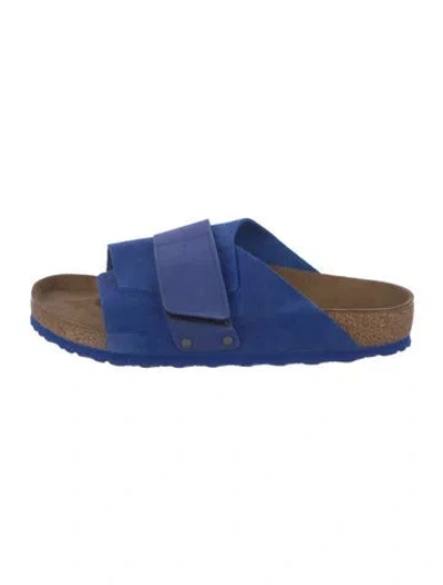 Pre-owned Birkenstock Suede Slides In Blue