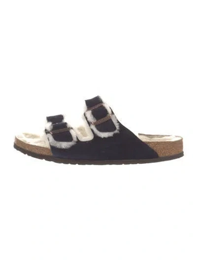 Pre-owned Birkenstock Suede Slides In Blue