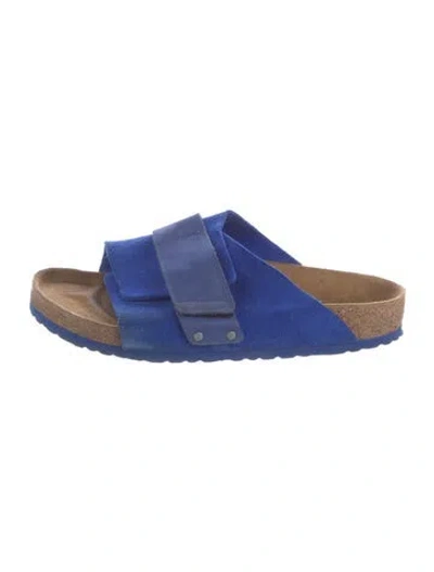 Pre-owned Birkenstock Suede Slides In Blue