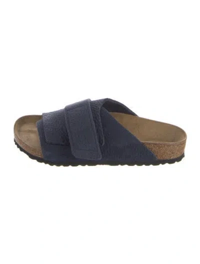 Pre-owned Birkenstock Suede Slides In Blue