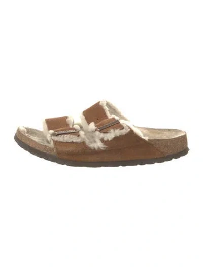 Pre-owned Birkenstock Suede Slides In Brown