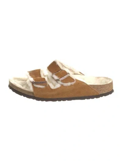 Pre-owned Birkenstock Suede Slides In Brown