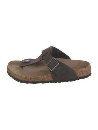 Pre-owned Birkenstock Suede Slides In Brown