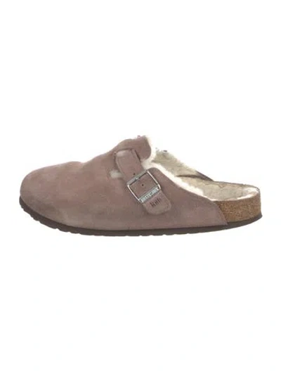 Pre-owned Birkenstock Suede Slides In Brown