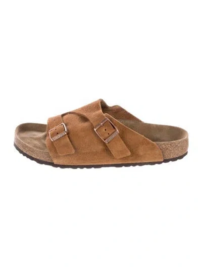 Pre-owned Birkenstock Suede Slides In Brown