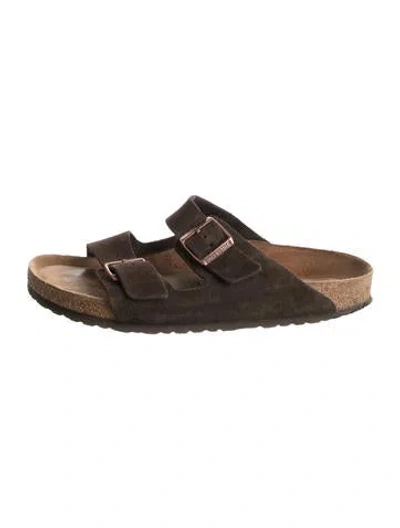 Pre-owned Birkenstock Suede Slides In Brown