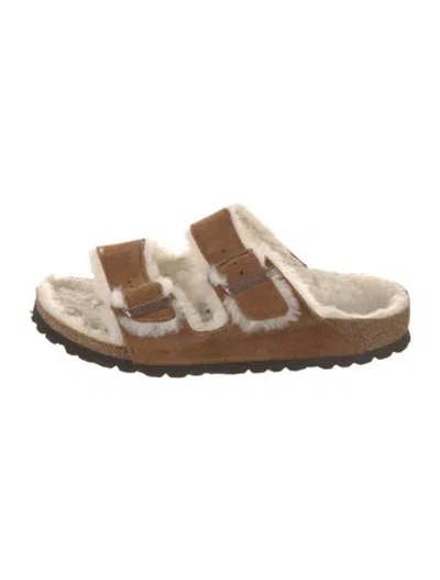 Pre-owned Birkenstock Suede Slides In Brown