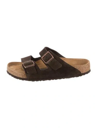 Pre-owned Birkenstock Suede Slides In Brown