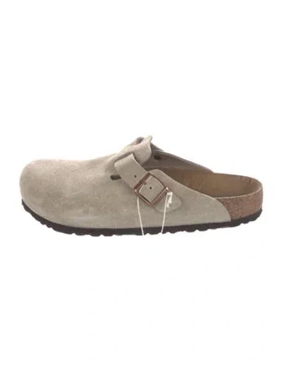 Pre-owned Birkenstock Suede Slides In Gray