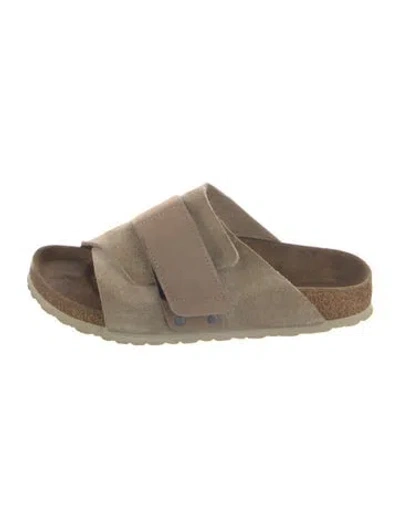 Pre-owned Birkenstock Suede Slides In Gray