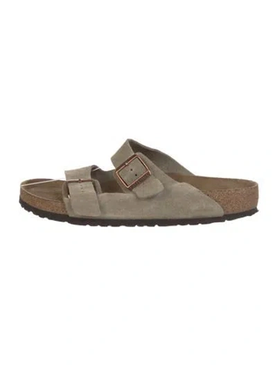 Pre-owned Birkenstock Suede Slides In Neutral