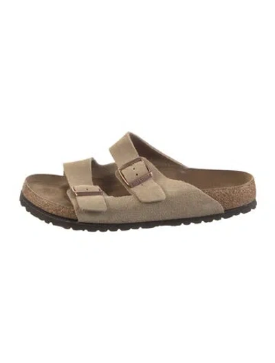 Pre-owned Birkenstock Suede Slides In Neutral