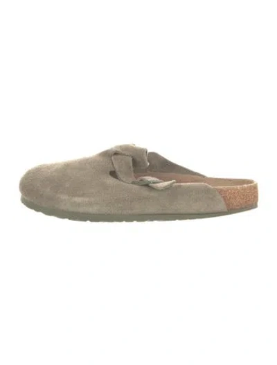 Pre-owned Birkenstock Suede Slides In Neutral
