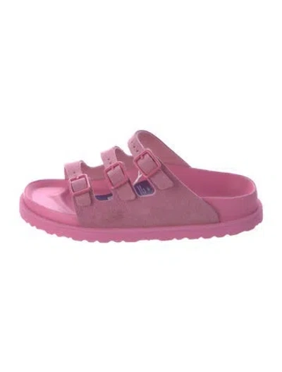 Pre-owned Birkenstock Suede Slides In Pink