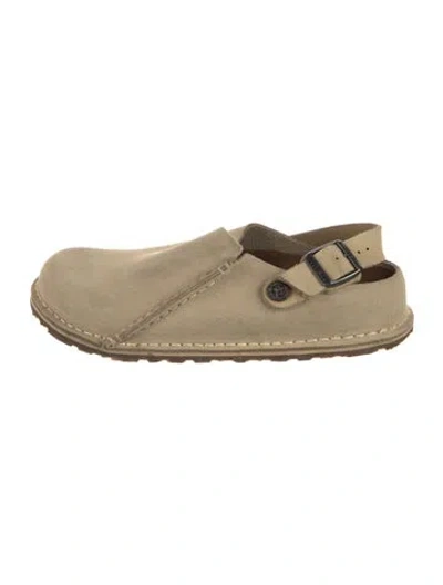 Pre-owned Birkenstock Suede Slingback Flats In Neutral