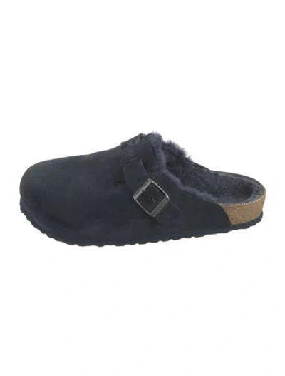 Pre-owned Birkenstock Suede Slippers In Blue