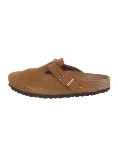 Pre-owned Birkenstock Suede Slippers In Brown