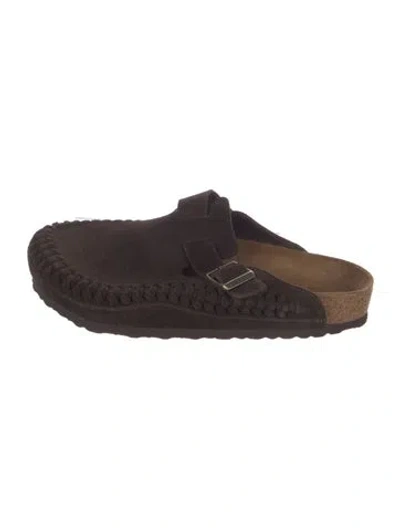 Pre-owned Birkenstock Suede Slippers In Brown