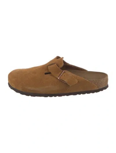 Pre-owned Birkenstock Suede Slippers In Brown