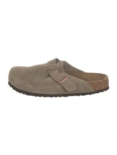 Pre-owned Birkenstock Suede Slippers In Gray