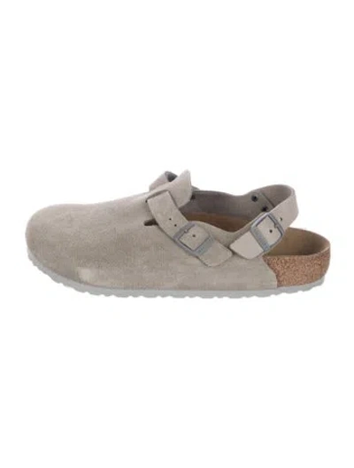 Pre-owned Birkenstock Suede Slippers In Gray