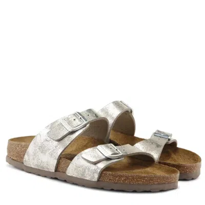 Birkenstock Sydney 1026958 Women Silver Adjustable Strap Slide Sandals Rhs6228